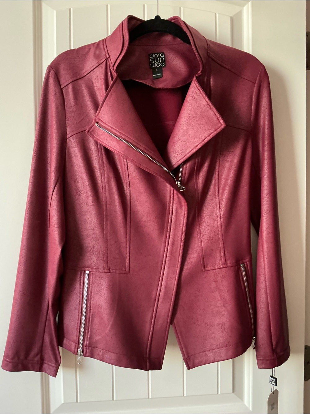 CLARA SUNWOO /Merlot Liquid Leather Signature Jacket